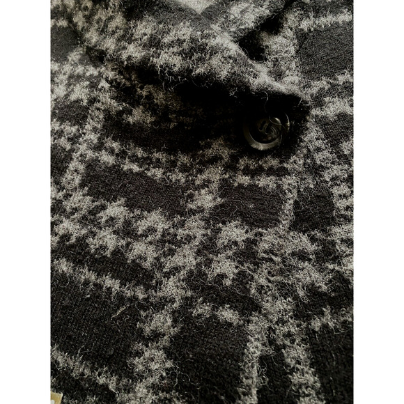 Cynthia Rowley Jacket Womens Large Wool Blend Plaid Wrap Sweater Hipster Coat - Picture 8 of 16